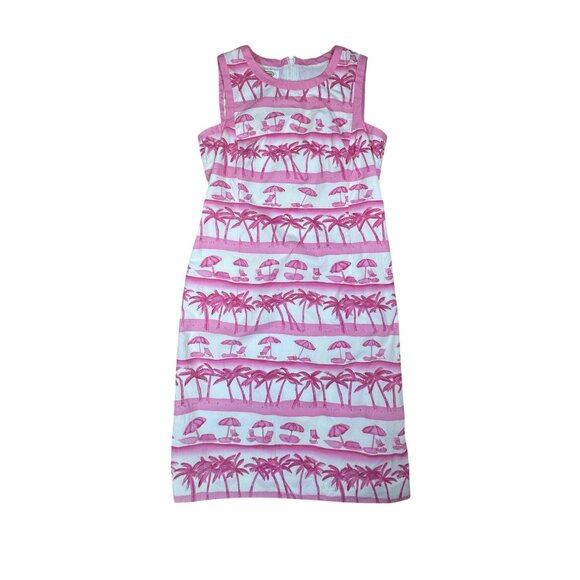 Talbot Pink Beach Print Summer Sheath Dress Size 6 - Picture 2 of 7